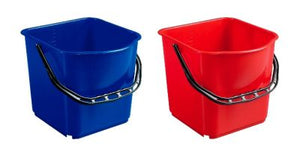 Roter 15L Kunststoffeimer mit ergonomischem Griff und stabiler, auslaufsicherer Konstruktion.