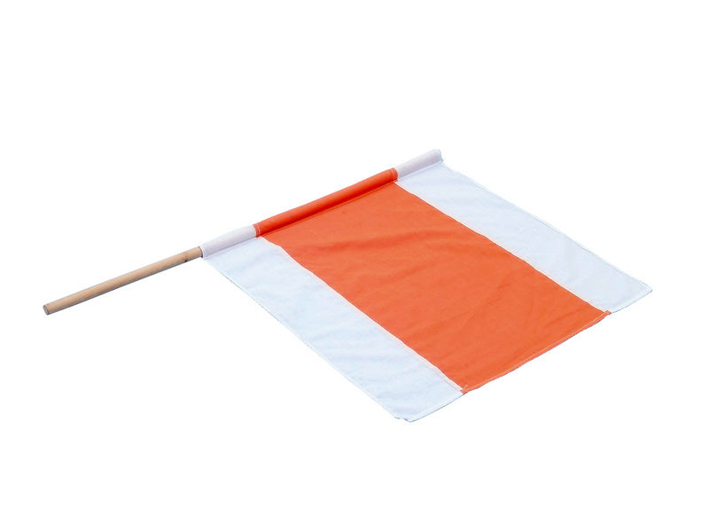 Warnfahne in Orange und Weiß mit 50x50 cm, wetterfest und gut sichtbar für Sicherheitszwecke.