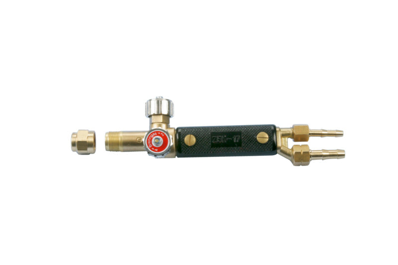 Handgriff für Schneidbrenner mit 17 mm Durchmesser und 6/9 mm Anschluss, ergonomisch gestaltet.