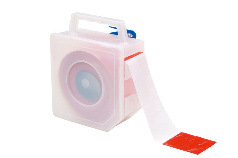 Absperrband-Abrollbox mit sichtbarem Absperrband für sichere Signalisation und einfache Handhabung.