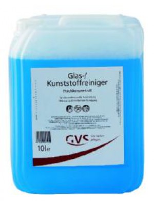 10 Liter Kanister mit blauem Glas- und Kunststoffreiniger von GVS.
