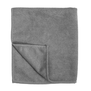 Anthrazitfarbenes Mikrofasertuch 35x40cm mit gefalteter Ecke.