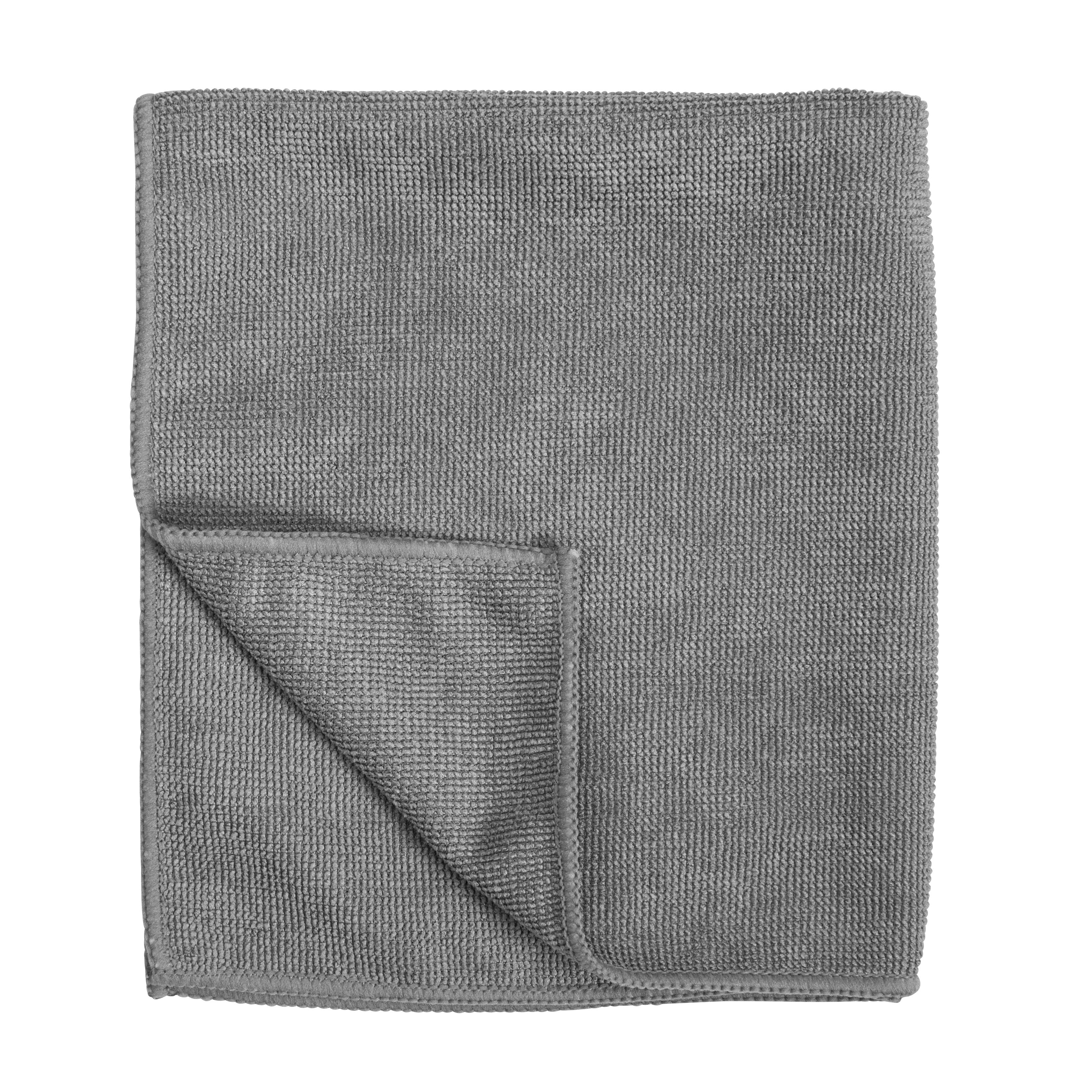 Anthrazitfarbenes Mikrofasertuch 35x40cm mit gefalteter Ecke.