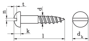 Holzschraube Halbrundkopf m. Schlitz- SHR-HRDKPF-DIN96-HO-SZ-MS-3X16     Verpackungsinhalt    200 Einheit