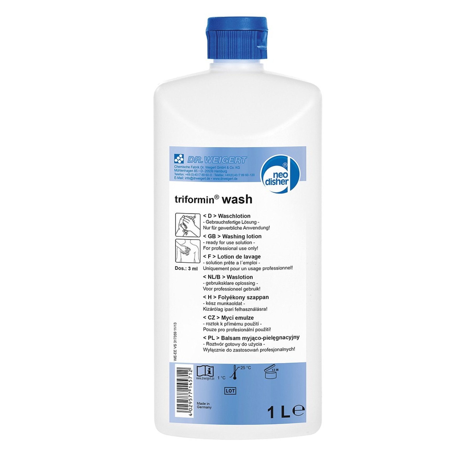 Desinfektionsmittel Triformin Wash – 1000ml Flasche von Dr. Weigert