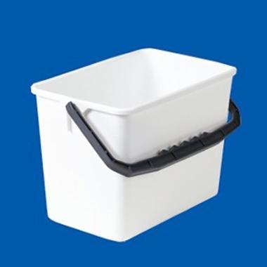 Weißer 5L Eimer aus robustem Kunststoff mit Griff.