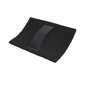 Schwarzer Kunststoff-Handpadhalter mit Klettverschluss.