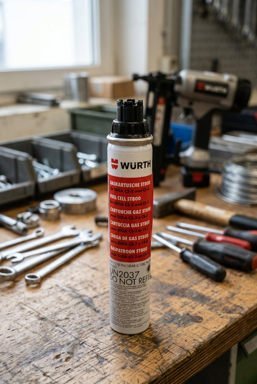 Gaskartusche 800 ml für DIGA CS 2 POWER und CS 3 Profi Kartusche für Gasnagler