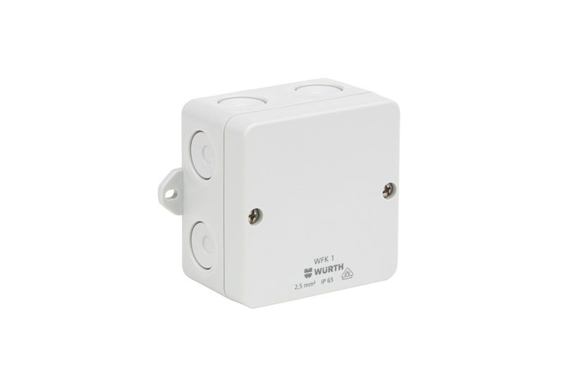 Feuchtraumabzweigkasten FRAK VDE WFK1 mit transparenter Frontabdeckung und robustem Design.