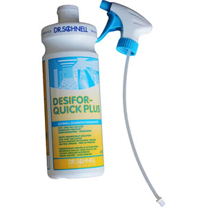 1L bottle of Desifor Quick Plus disinfectant for effective surface cleaning and disinfection.
