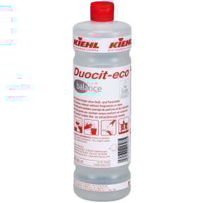 1 Liter Flasche Duocit-eco balance, umweltfreundliches Reinigungsmittel für alle Oberflächen.