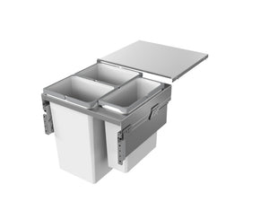 Mülltrennsystem mit mehreren Fächern zur Abfalltrennung, passend für Küchenunterschränke.