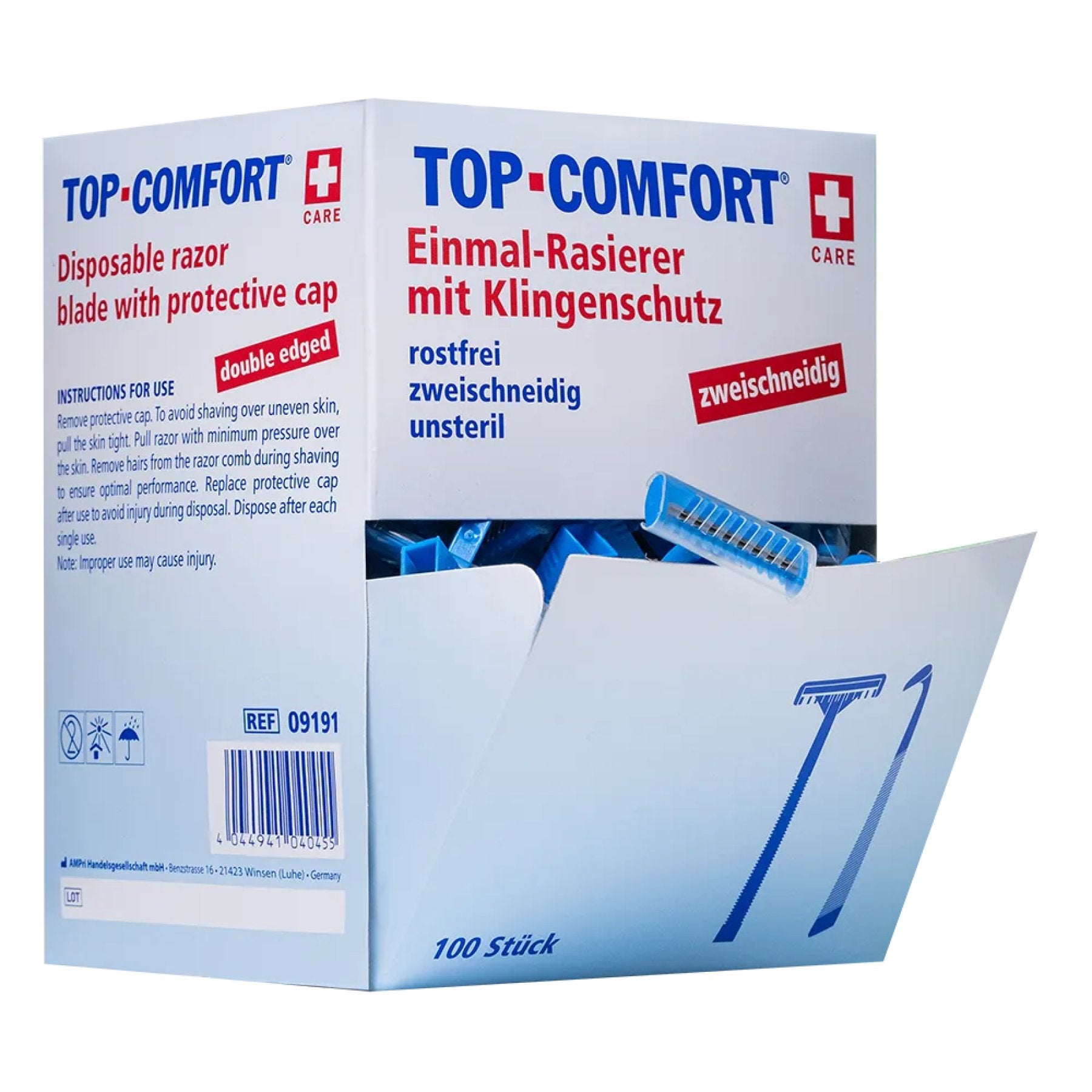 MED-Comfort disposable razor, double-edged, blue, 100 pcs/box