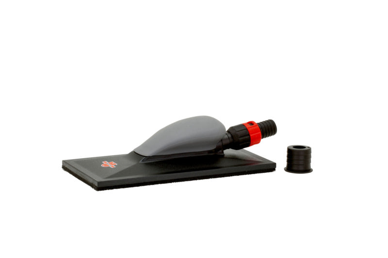 Handschleifblock mit Klettverschluss und gummiertem Griff für präzises Schleifen und Staubabsaugung