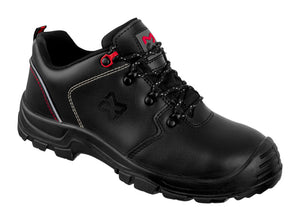 Schwarzer Sicherheitshalbschuh S3 mit durchtrittsicherer, rutschfester Sohle und ESD-Schutz.