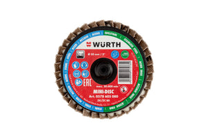 Kompakte Lamellenfächerschleifscheibe LFSHLFSHB DISC MINI mit flexiblen Schleiflamellen für präzises Schleifen.