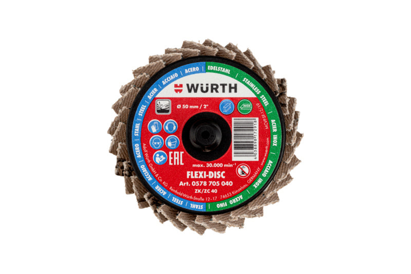 Lamellenfächerschleifscheibe LFSHLFSHB FLEXI ZK mit flexiblen Lamellen für effektives Schleifen.