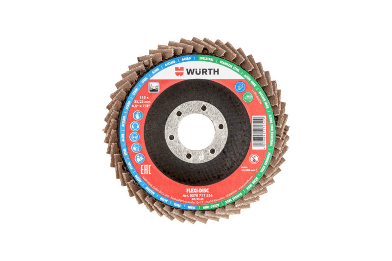 Lamellenfächerschleifscheibe LFSHLFSHB FLEXI ZK mit flexiblem Lamellenaufbau für Metallbearbeitung