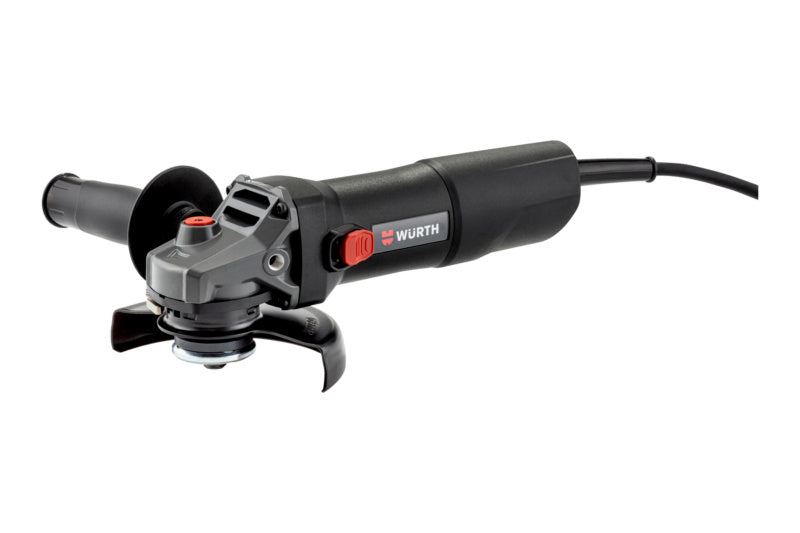 Winkelschleifer Elektro 125 mm mit ergonomischem Design und integrierter Schutzhaube.