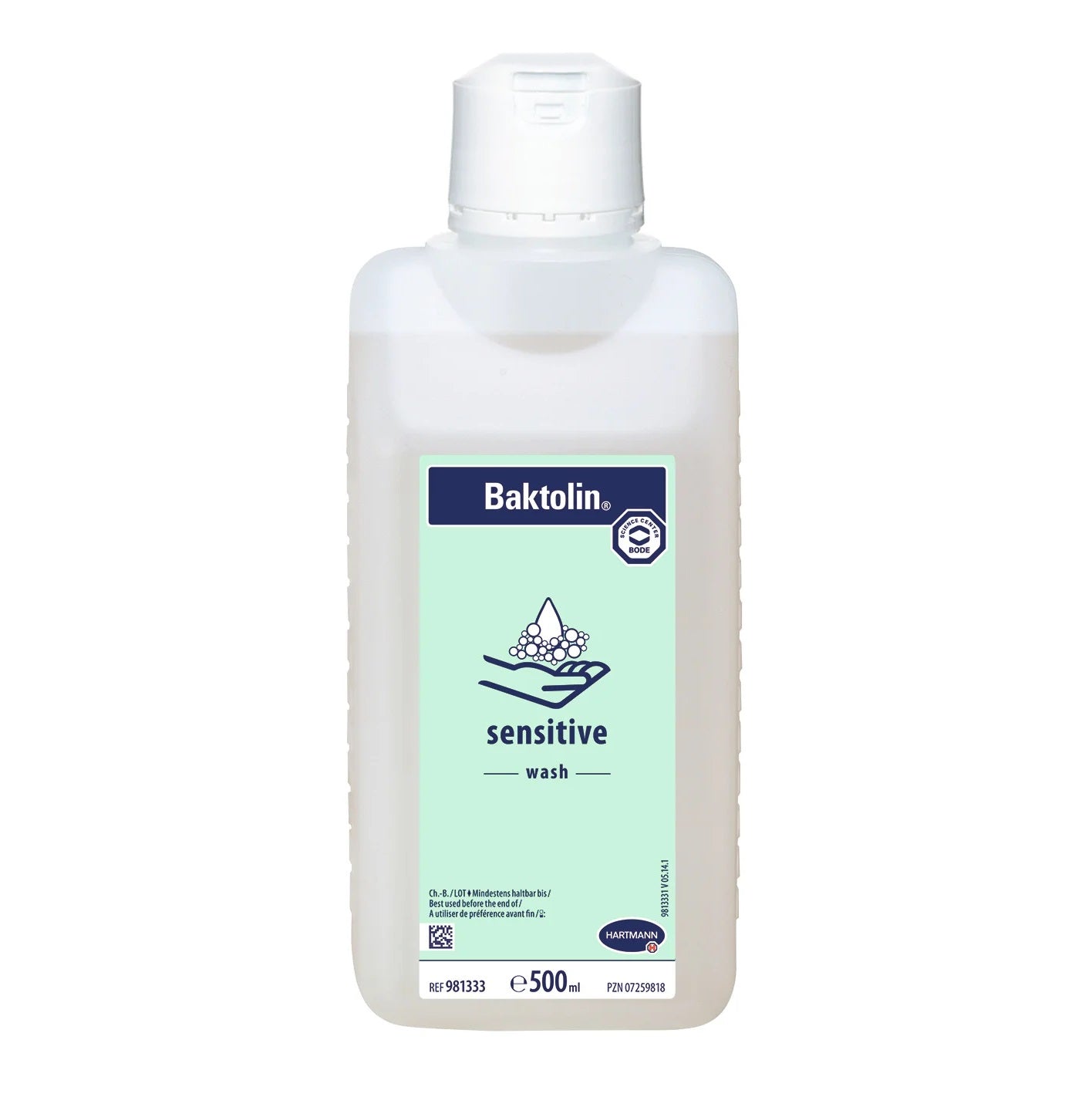 Baktolin Sensitive Desinfektionsmittel in einer 500ml Flasche, hautfreundlich und nachhaltig.