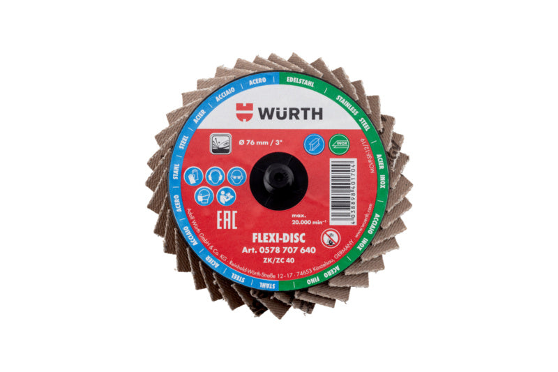 Lamellenfächerschleifscheibe LFSHLFSHB FLEXI ZK mit flexiblem Lamellenaufbau für Metallbearbeitung.