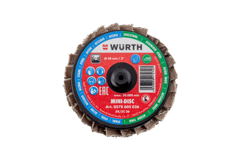 Lamellenfächerschleifscheibe LFSHLFSHB DISC MINI mit präzisen Schleiflamellen für effizientes Schleifen.