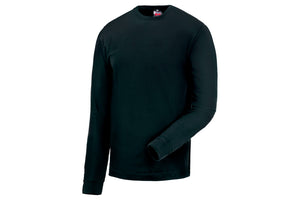 Langärmliges Arbeitsshirt in Anthrazit mit Rundhalsausschnitt und verstärkten Nähten.