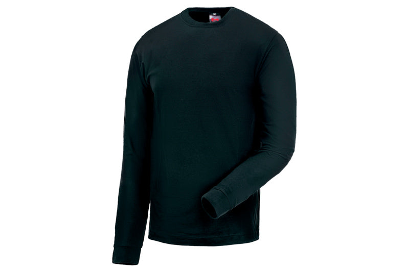 Langärmliges Arbeitsshirt in Anthrazit mit Rundhalsausschnitt und verstärkten Nähten.