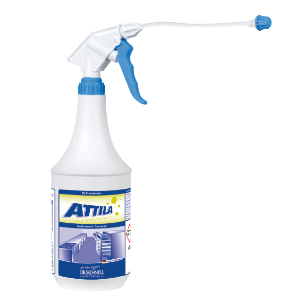 Attila Krustenbrecher mit Sprühaufsatz, Lanzenverlängerung und zwei 1-Liter Flaschen Reiniger