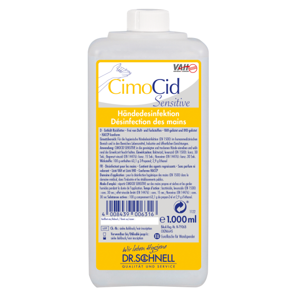 Desinfektion -CimoCid Sensitive für V10, 1L Flasche BAuA-Reg-Nr.: N-79068