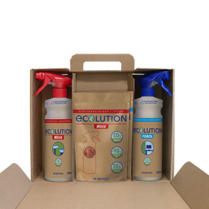 Ecolution Starterkit mit Bambuszahnbürstenhalter, Glasflasche und Baumwoll-Einkaufstasche.