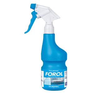 Blauer Handsprüher Forol mit 600ml leerer Flasche und verstellbarem Sprühkopf.