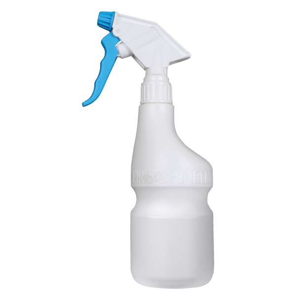 Leere transparente 600ml Handsprüher-Flasche mit verstellbarem Sprühkopf und handlichem Design.