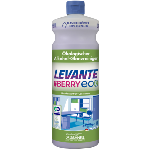 1-Liter-Flasche Levante Berry ECO Oberflächenreiniger mit fruchtigem Duft und umweltfreundlicher Formel.