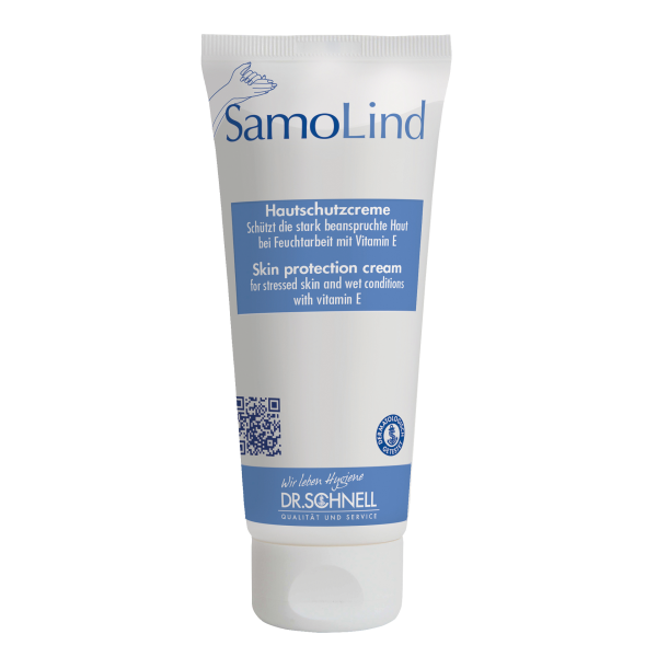 100ml tube of Samolind cream for sensitive skin with a rich, moisturizing texture.