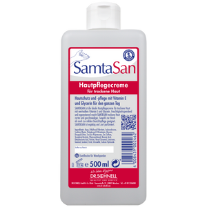 500ml Flasche Samtasan Pflegeprodukt für Holzmöbel, zeigt eine klare Flüssigkeit und Etikett.