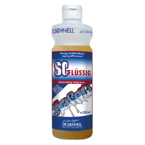 500ml Flasche SC Flüssig Reinigungsmittel mit klarem Inhalt und Etikett