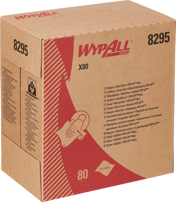 WypAll X80 PowerClean Wischtücher, Pop-Up Box, 42,6x23,1cm, Stahlblau, 5x76 Tü/Krt.