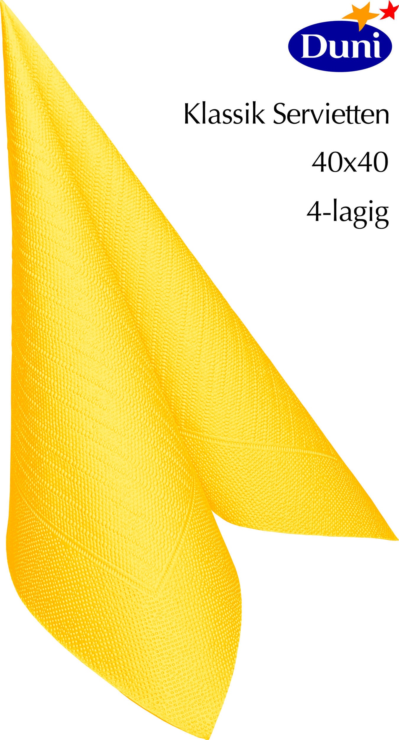 Duni Klassik Servietten in gelb, 40x40cm, 4-lagig.