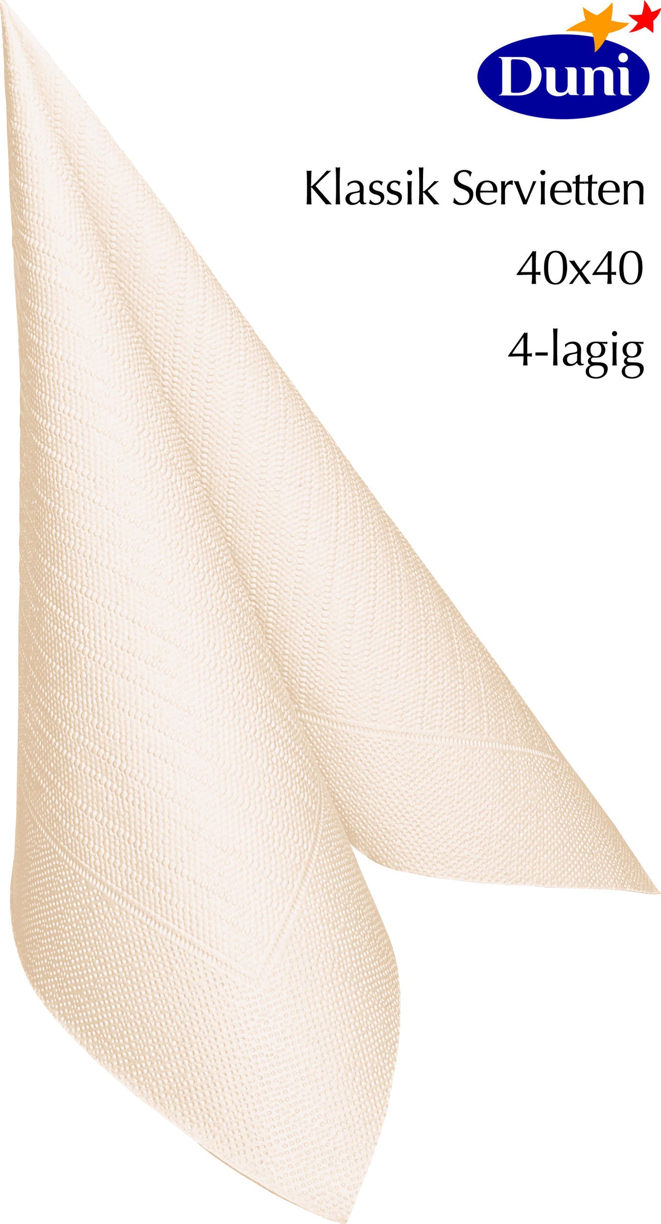 Duni Klassik Servietten in Champagne, 40x40 cm, 4-lagig.