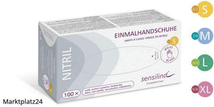 Sensilind Nitril Einmalhandschuhe Premium, Gr.L (8-9), weiß, puderfrei, unsteril, 200 St/Box - Marktplatz24