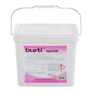 Burti Spezial Bunt und Feinwaschmittel in einer 5 kg Trommel.