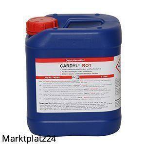 Blauer 5-Liter-Kanister mit Cardyl Rot Lacklöser.