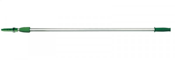 OptiLoc Teleskopstange aus Aluminium mit grünen Griffen und Anschlussstück.