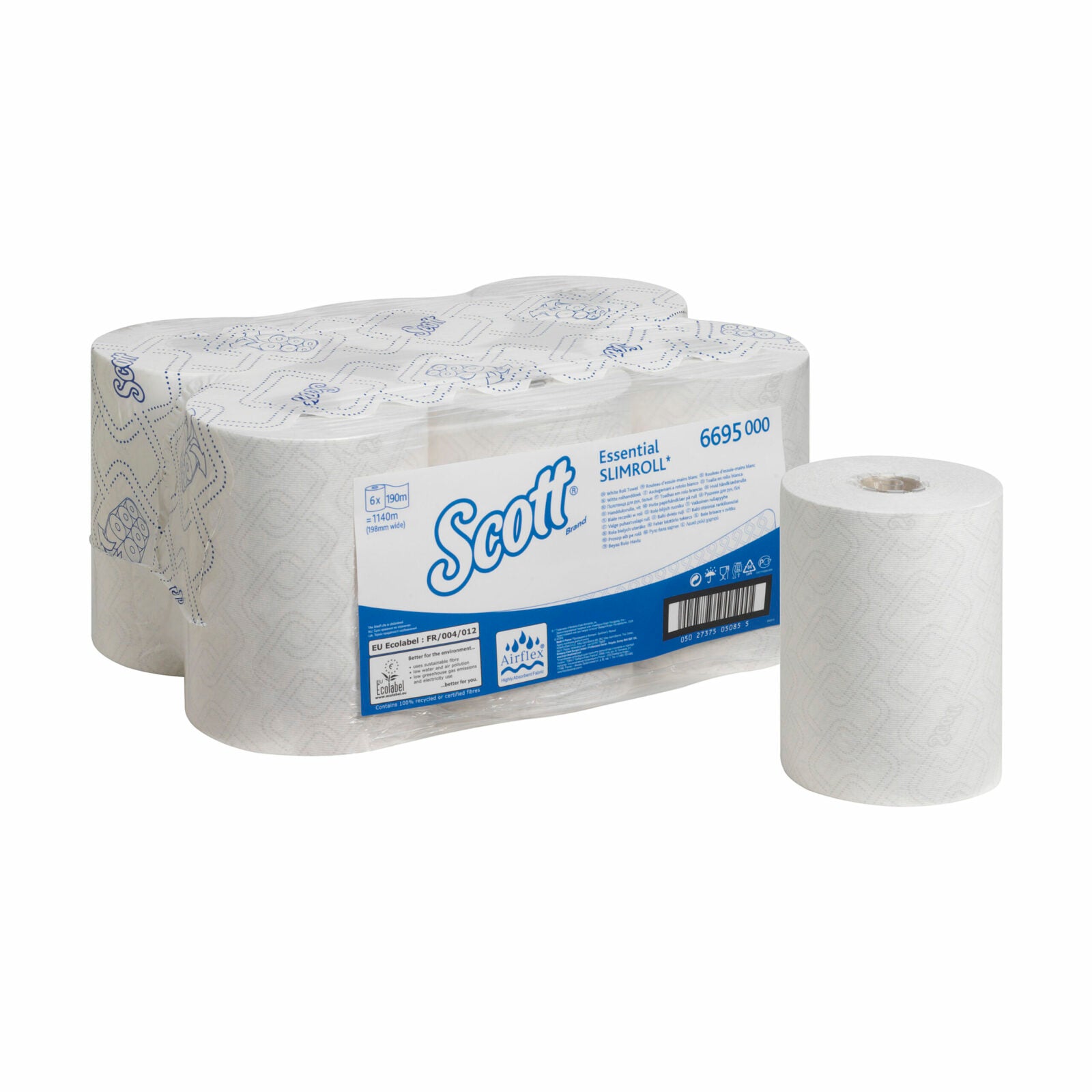 SCOTT Essential Rollenhandtücher Slimroll, 190m, weiß, 6 Rollen