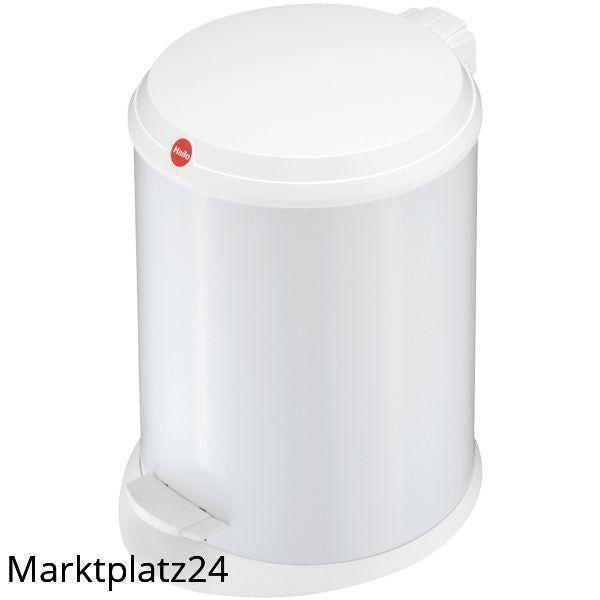 Weißer Hailo T1 M Abfallsammler mit 11 Litern Fassungsvermögen und praktischem Klappdeckel.
