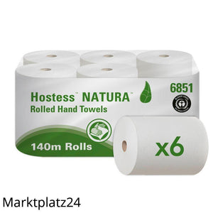 Handtuchpapier HOSTESS Natura, 20cmx140m, 2lg, weiß, 6 Ro. - Marktplatz24