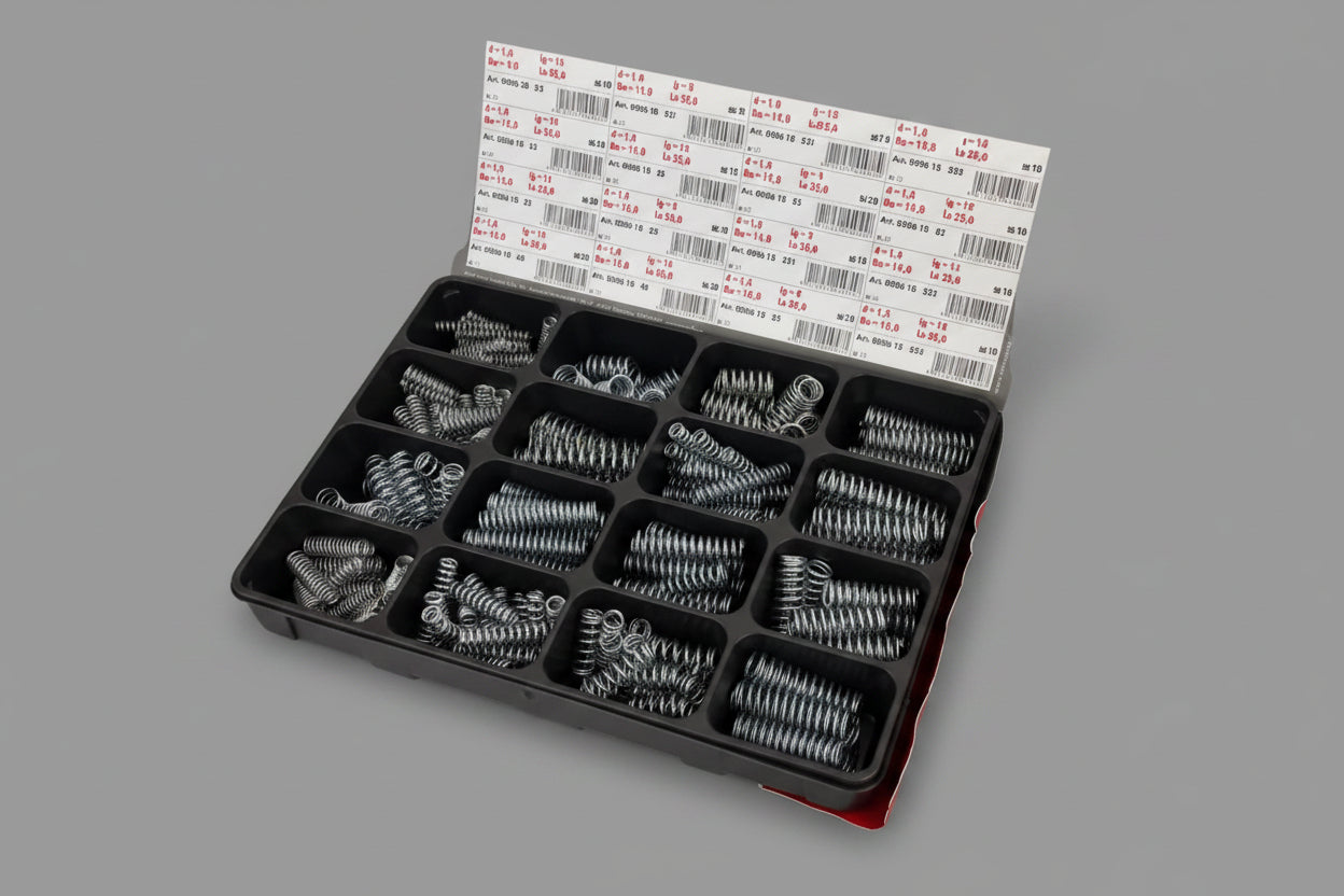 Druckfedern Sortiment 335‑teilig – DRKFED‑SOKO‑DIN2095‑A2K