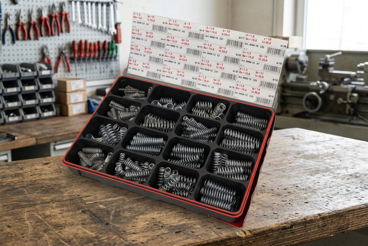 Druckfedern Sortiment 335‑teilig DRKFED‑SOKO‑DIN2095‑A2K