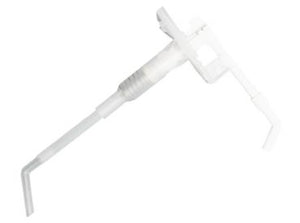 Ersatzpumpe für Wandspender SPE 1000, weiß mit schwarzem Pumpenkopf und flexibler Schlauchverbindung.